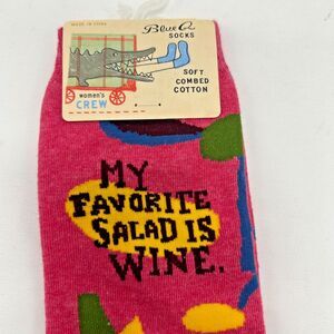 WINE IS MY SALAD ~ Blue Q Cotton Socks~ Funny Joke Novelty Gift - Womens Sz 5-10